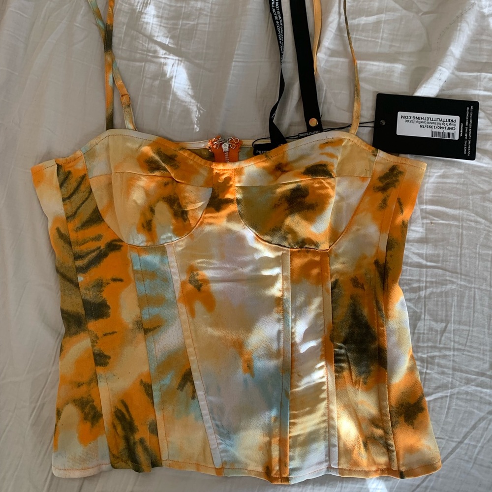 pretty little thing orange tie dye corset - NWT!